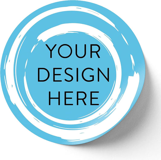 100 Custom Vinyl Stickers - Upload Your own Image, Text, Design, Logo - Personalized Logo Labels for Handmade, Packaging, Bottle, Jars, Candle, Brand Stickers (Blue Swirls, 5x5)