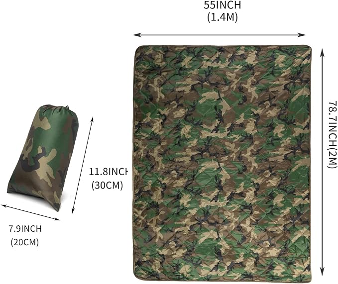 Poncho Liner Military Woobie Outdoor Camping Woobie Blanket for Travel, Beach, Grass, Picnic, Car Emergency, Outdoor, Survival