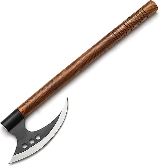 HUN-3027 Custom Handmade Viking Hatchet Axe Carbon Steel Head Bearded Camping Tomahawk Battle Ax with Sheath Ideal Gift for Men
