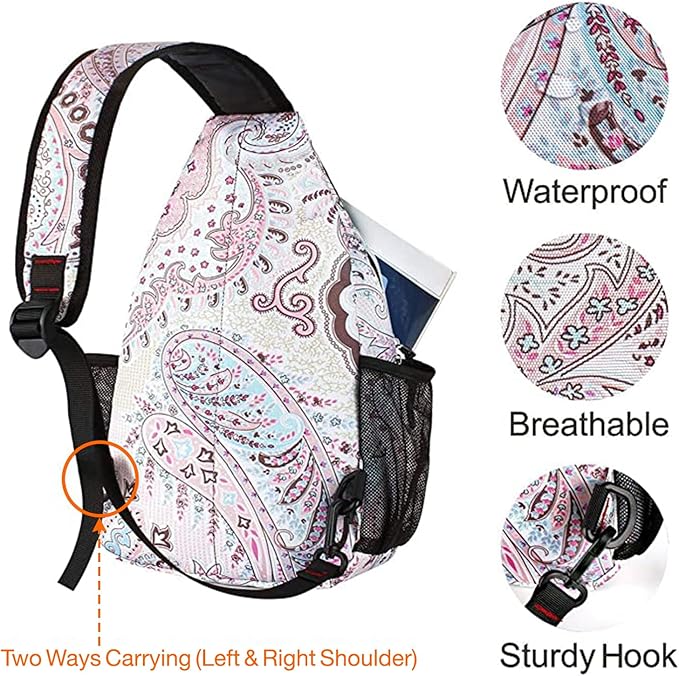 MOSISO 13 inch Sling Backpack, Multipurpose Hiking Daypack Outdoor Rope Crossbody Chest One Shoulder Bag, National Style