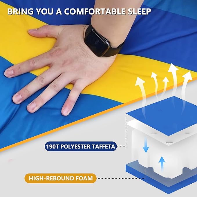 WILD FUN Sleeping Pad for Camping, Memory Foam Camping Mattress with Pillow, Self Inflating Camping Pad 1.2" Thick Foam, Air Mattress Inflatable Sleeping Mat for Backpacking,Hiking