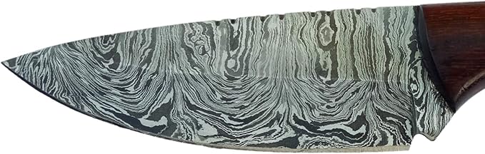 Nooraki HK-78 Handmade Damascus Skinner Hunting Knife 224 Layers with Leather Sheath Full Tang (8 Inches, Rosewood Handle)