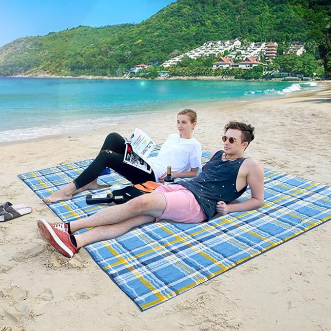 Picnic Blanket, Outside Baby Blanket, 3-Layer Picnic Mat for Camping, 59"x79" Extra Large Waterproof Sand Proof Camping Blanket, Lightweight Folding Portable Travel Blanket Wipable