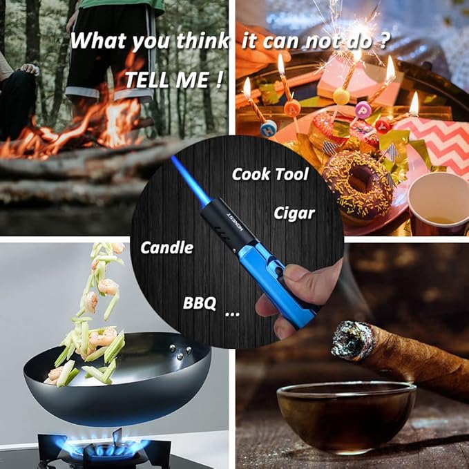 PROMISE Torch Lighters, Butane Lighters Refillable Single Jet Flame for Candle Grill BBQ Camping Gas Not Included (2 Pack BL&RD)