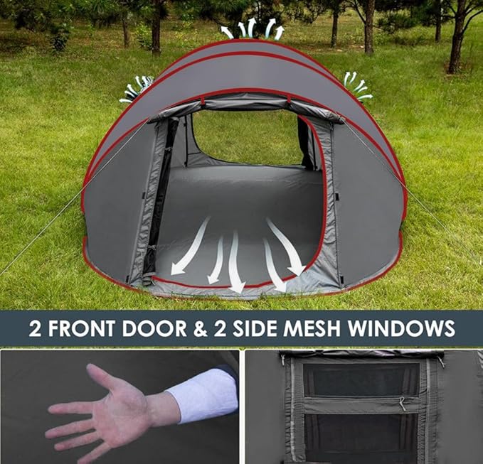 Instant Pop Up Camping Tent, 5-6 Person Tents,Automatic Set Up Tent in 3 Seconds,Waterproof Sunshade Family Tent,Portable Lightweight Dome Tent for Outdoor Camping,Hiking,Travel & Beach