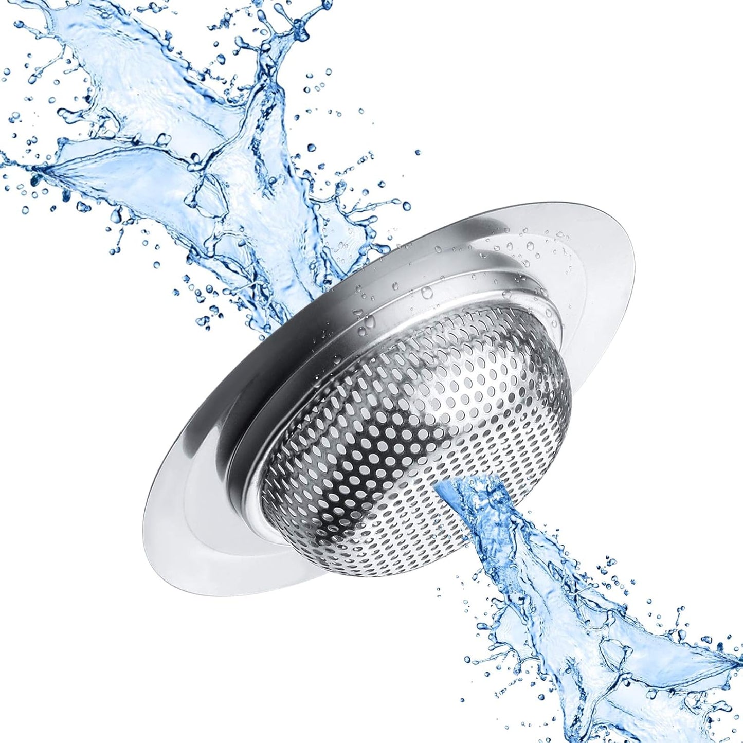 2 Pcs Kitchen Sink Strainer, Stainless Steel Drain Cover, Large Wide Rim 4.5" Diameter, Anti Clogging Basket Catcher, Dishwasher Safe