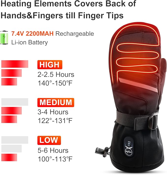 SNOW DEER Heated Gloves Electric Upgraded Men Women 7.4V Rechargeable Battery Gloves,Heated Motorcycle Glove Mittens