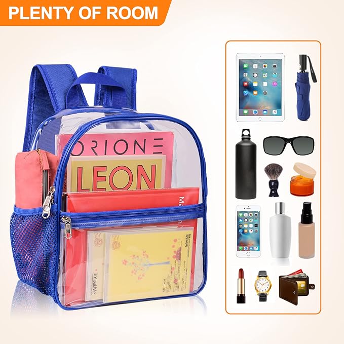 USPECLARE Clear Backpack for Stadium Approved 12×6×12, Water proof Clear Bag for Stadium Events and Concert Work Sport Event