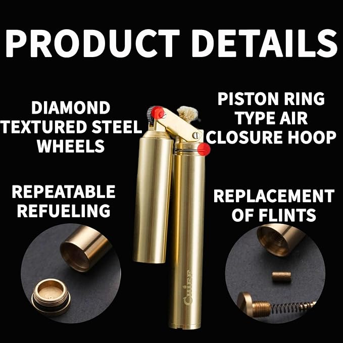 Cool Embossed Design Kerosene Wheel Lighter Refillable Eco-Friendly, Vintage Dazzling & Ultra-Cool, Unique for Men Candles Gift Camping BBQ (No Kerosene) (18#)