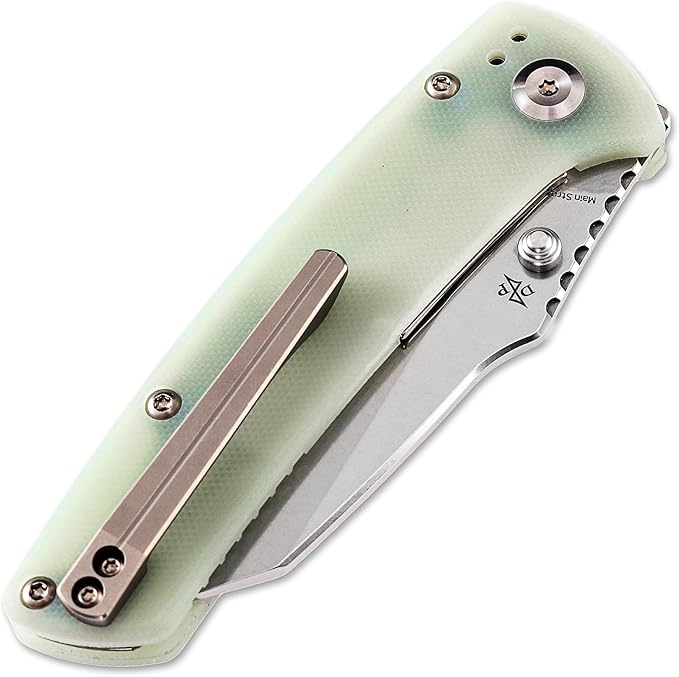 KANSEPT Mian Street Folding Pocket Knife 7.92in Liner Lock Folding Pocket Knives Liner Lock with 3.36in Stonewashed 154CM Blade and Jade G10 Handle for Outdoor, Tactical, Survival T1015B1