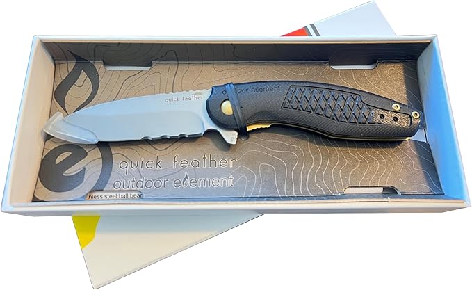 Quick Feather - The VG-10 Folding EDC Knife with Ultra Smooth Sealed Ball Bearing Flipper Action - Durable G10 Scales and New Custom Design Easy Sharpen Serrations