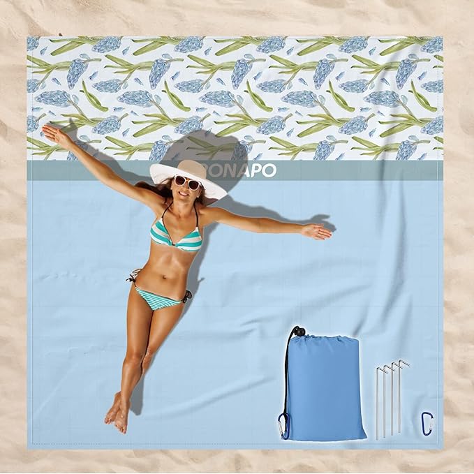 Beach Blanket Waterproof Sandproof, Picnic Blanket, Large Beach Mat 4-7 Adults, Lightweight Durable Sand Free Mat Quick Drying for Beach Travel Camping Hiking Picnic 79"x79"