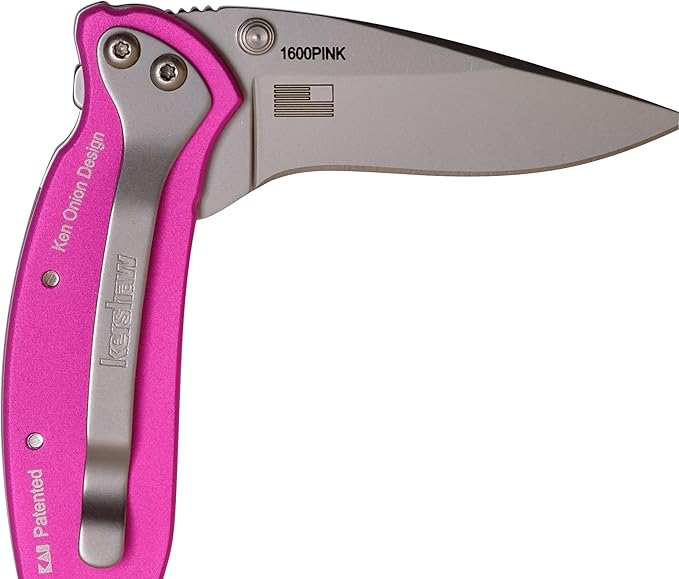 Kershaw Chive Pink Pocket Knife, 1.9" 420HC Steel Blade, 410 Stainless Steel Handle, Assisted Opening with Flipper, Small EDC