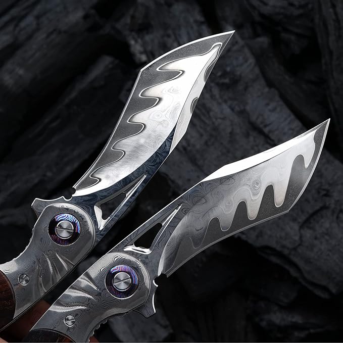 Hand knife with 3.7-inch pocket knife, Japanese SKD11 Damascus steel, outdoor camping knife, forged steel knife, EDC folding knife