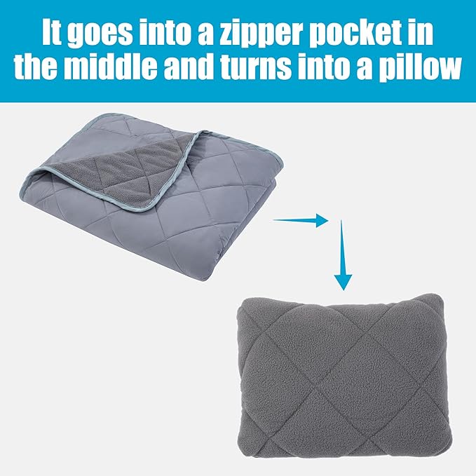 MABOZOO Warm Puffy Camping Blanket,66''X 40'' Waterproof Blanket and Outdoor Pillow 2-in-1,Warm Camping Blankets for Cold Weather,Hiking, Survival