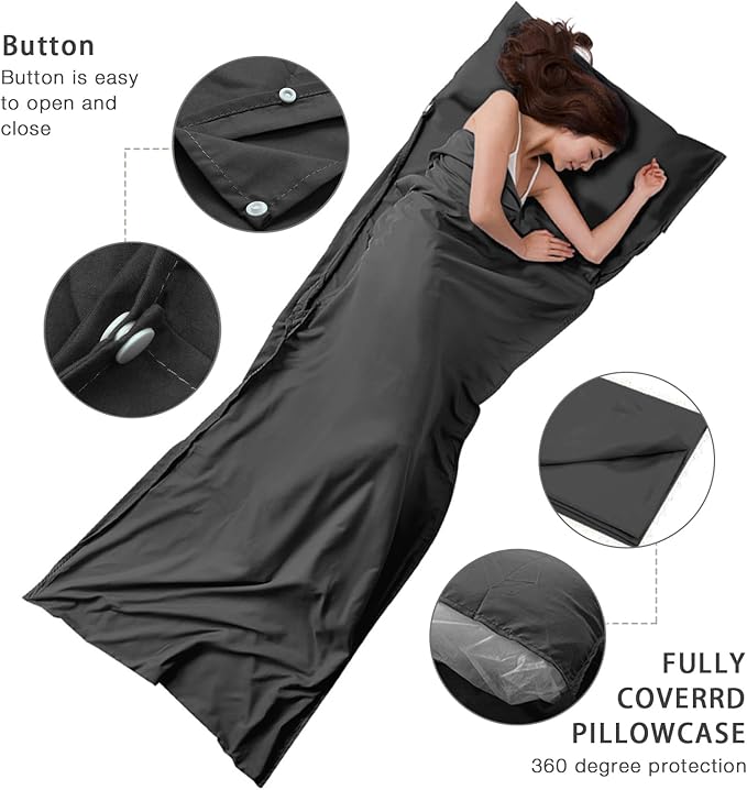 Travel and Camping Sheet Sleeping Bag Liner - Lightweight Compact and Portable Adult Sleeping Bag - Ideal for Traveling,Hostels and Camping