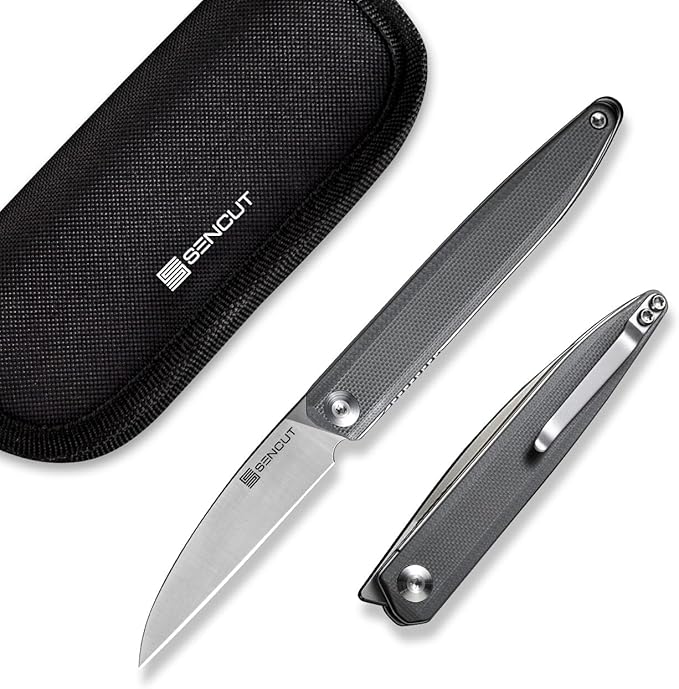 SENCUT Small Pocket Knife for Men, Front Flipper knife for EDC, Jubil Folding Knives with 2.95 inches D2 blade, G10 Handle with Liner Lock, Slim Gentleman’s knives for Gift (Gray)