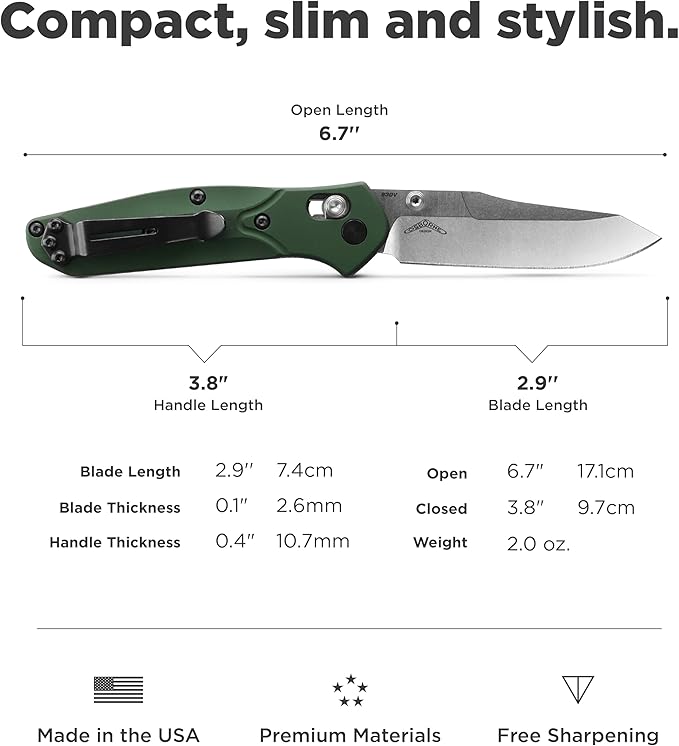 Benchmade - Mini Osborne 945 Folding Knife with Green Handle (945)