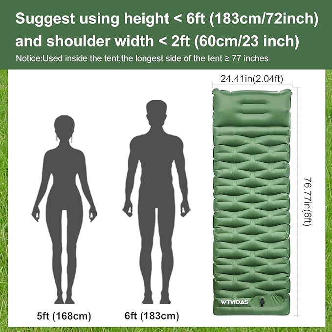 Oversized Camping Sleeping Pad,4.2" Thick Ultralight Camping Sleeping Mats for Adults,Camping Mattress with Pillow & Built-in Pump for Tent,Backpacking,Travel