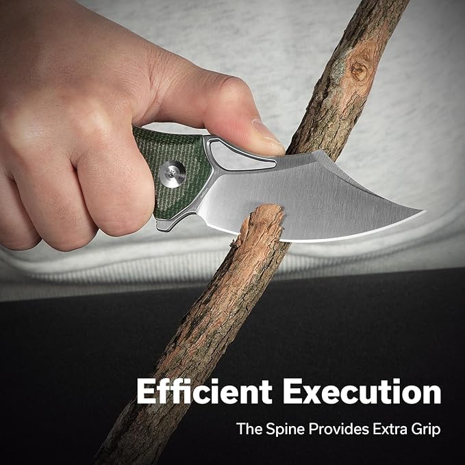 CIVIVI Chiro Cool Pocket Knife for EDC, Folding Knife with Flipper 3.1" 14C28N Blade Canvas Micarta Handle, Utility Knife for Men Women C23046-2