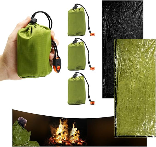 Emergency Sleeping Bags Portable Emergency Blankets Emergency Warm Sleeping Bags Waterproof Warm Life Bags with Whistles Foldable Outdoor Travel Camping Emergency Supplies