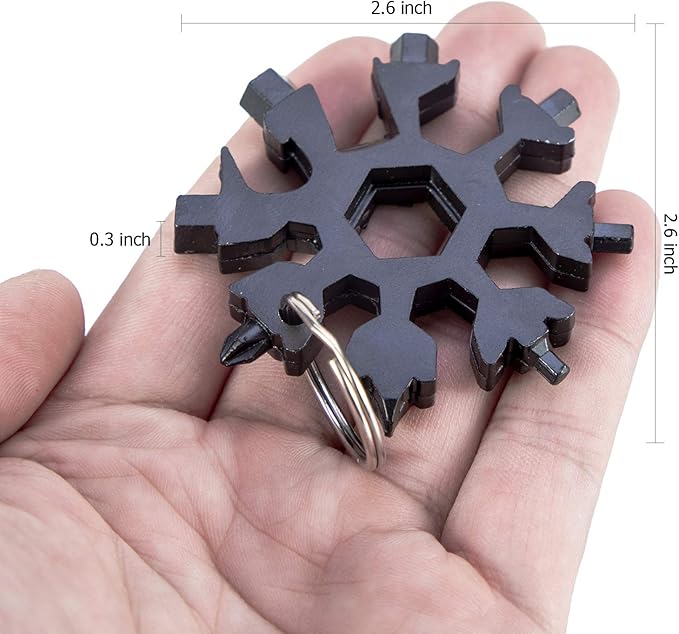 Snowflake multitool, Stainless Steel Snowflake tool multi, Portable Snowflake Tool Bottle Opener, Flat Phillips Screwdriver Kit all in one , gift for Christmas (Graceful Black)