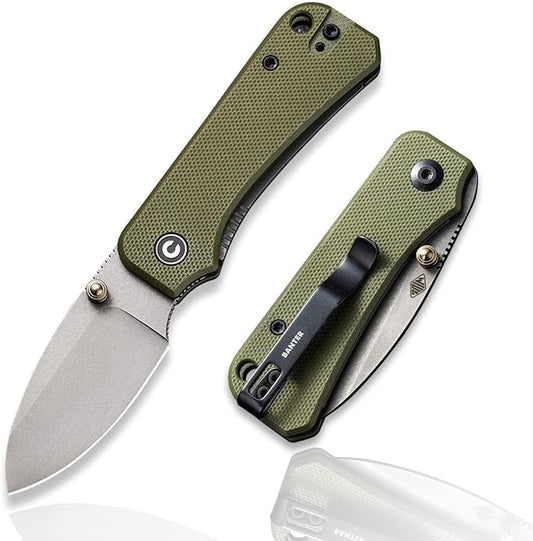 CIVIVI Baby Banter Pocket Folding Knife for EDC, 2.34" Blade Small Knife with Titanium Thumb Stud Opener C19068S-5 (Green)