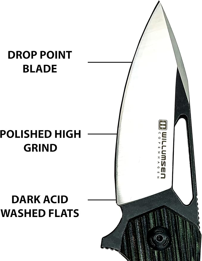 Chibs EDC Folding Knife 3.5” Stainless Steel Blade - Textured Two-Tone G10 Scales Handle Everyday Carry Adventure Flipper Deep Reversible Pocket Clip (Green/Black) (AUB09VCHYCPT)