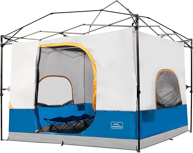 KAMPKEEPER Camping Tent for Pop Up Canopy, Converts 10'x10' Straight Leg Canopy into Camping TentFully Vented Roof, Light Blue