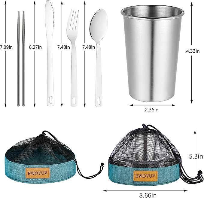 Camping Mess Kit - for Camping 1 to 2 Person boy Scout Camp Dishes Camping Cooking Utensils Accessories Plates Dinnerware Set Outdoor