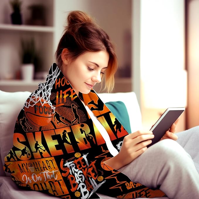 Basketball Blanket for Girls Boys Team,Super Warm Basketball Throw Blankets Bed Bedding Sofa Basketball Gifts for Adults Women Men Basketball Lovers 50"X40"