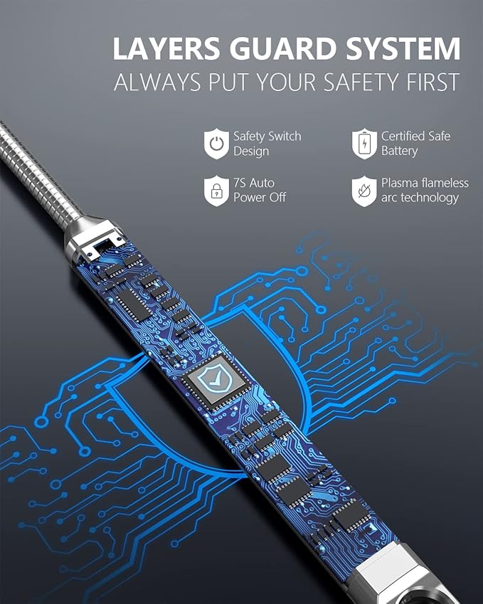 Long Lighter, Upgraded USB Electric Lighter, Rechargeable Arc Lighter with LED Display, 360° Flexible Neck Flameless Grill Long Lighters for Candle Aromatherapy Camping BBQ Gas Stove-Green