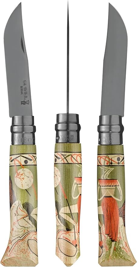 Opinel No. 08 Limited Edition NATURE Series Folding Knife, Artist Designed Handles, Serialized Blade, Gift Boxed, Made in France (MioSHe)