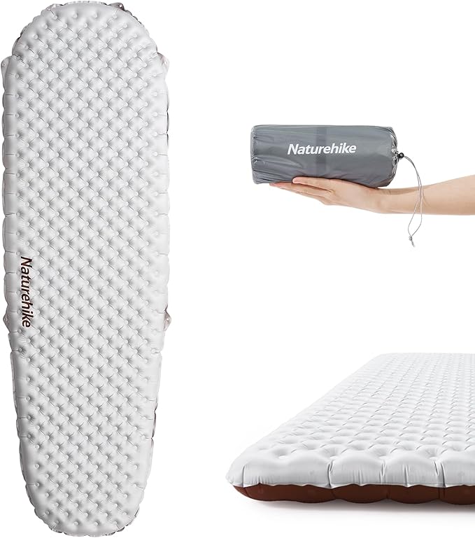 Naturehike 0.97LB Ultralight Self Inflating Sleeping Pad, Patchworkable Sleeping Mat with 5.8 R-Value for Camping, Hiking, Climbing with Inflatable Bag, Grey Mummy