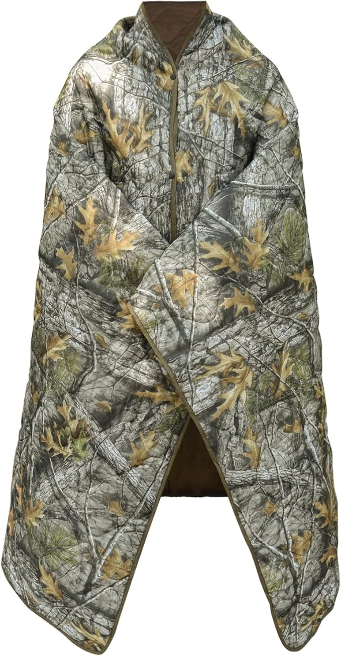 Poncho Liner Military Woobie Blanket Multicam Camo Woobie with Compression Carry Bag for Outdoors Hiking Jungle Hunting Gear