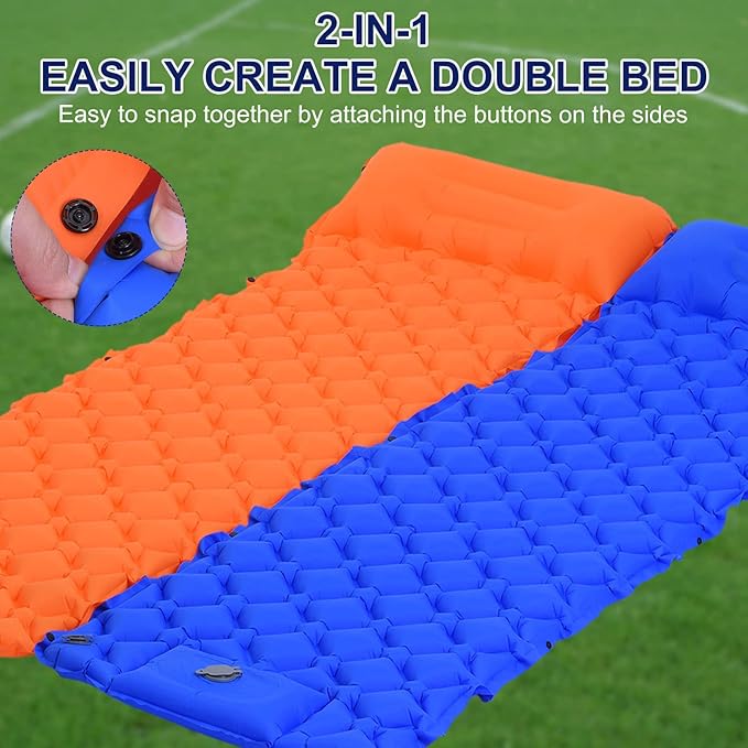 PATIKIL Sleeping Pad for Camping 76''x24'' Ultralight Inflatable Waterproof Sleeping Mat with Pillow Built-in Pump for Backpacking Hiking Traveling, Orange