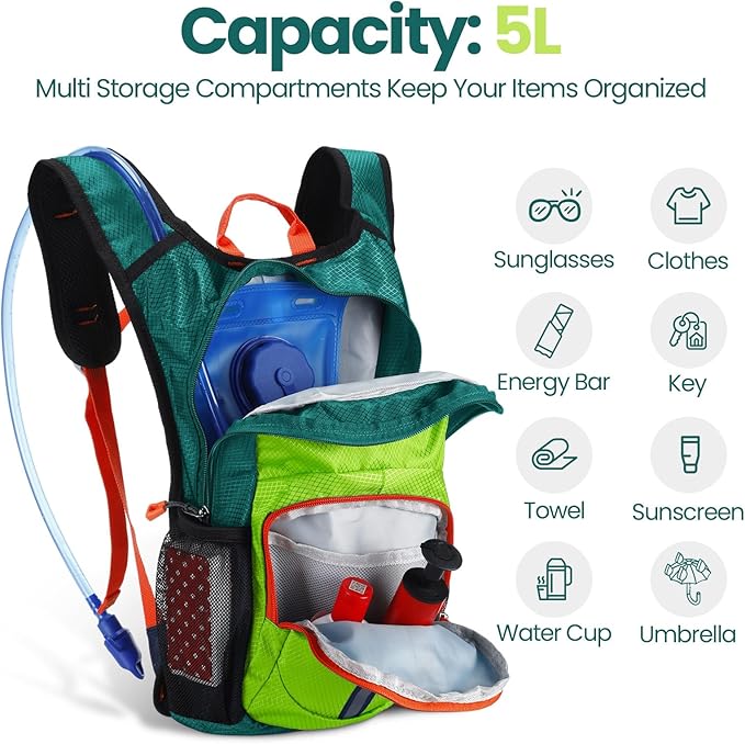 1 Pcs Kids Hydration Backpack with 1.5L Hydration Water Bladder Lightweight Water Backpack Hydration Pack