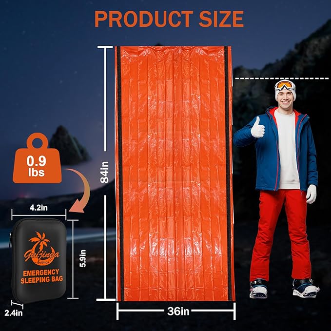 Emergency Sleeping Bags for Survival Sleeping Bag 3 Pack, Survival Bivy Sack, Emergency Thermal Sleeping Bag, Portable Emergency Blankets Survival Bag, Suitable for Outdoor Survival, Camping