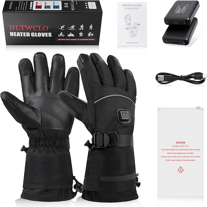 Heated Gloves for Men, New pgradepgraded Rechargeable 6000mAh Heated Gloves, Touchscreen Waterproof Heating Gloves for Winter Outdoor Work Skiing Hiking Camping