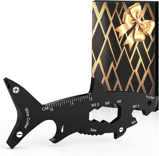 Funny Multitools Men Gifts Gadgets - Cool Shark-shaped 15 in 1 Small Tools for Men Dad Boyfriend Husband, Christmas Stocking Stuffer Gift Idea, Unique Gift for Birthday, Fathers Day, Valentines Day
