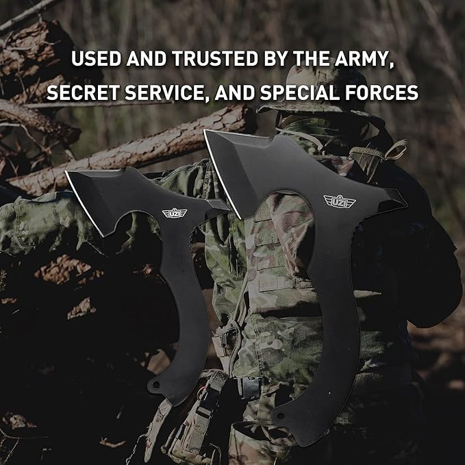 UZI Throwing Axes Combo - Includes 5.25-inch and 4-inch Blade Heads, Double Edged, Full Tang