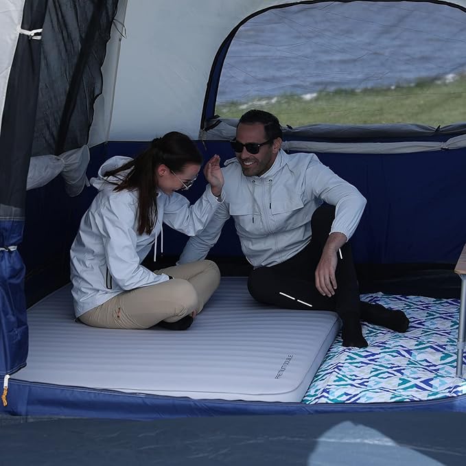 KingCamp Luxury 3D Double Self Inflating Sleeping Pad with 9.5 R Value, Camping Foam Air Mattress, Portable 3 Inch Large Thick for 2 Person, 79.1'' x 50.3'' x 3.0'', Black