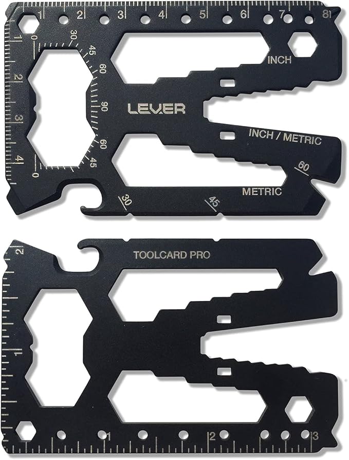 Lever Gear Toolcard Pro - 40 in 1 Credit Card Multitool. Slim, Minimalist Survival Card Wallet Tool Card. TSA Approved Multitool Card Pocket Tool. (Black)