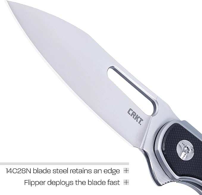 CRKT Padawan Everyday Carry Folding Knife: Wharncliffe with 14C28N Steel Blade, Stainless Steel Handle w/G10 Overlay, Frame Lock, 6075