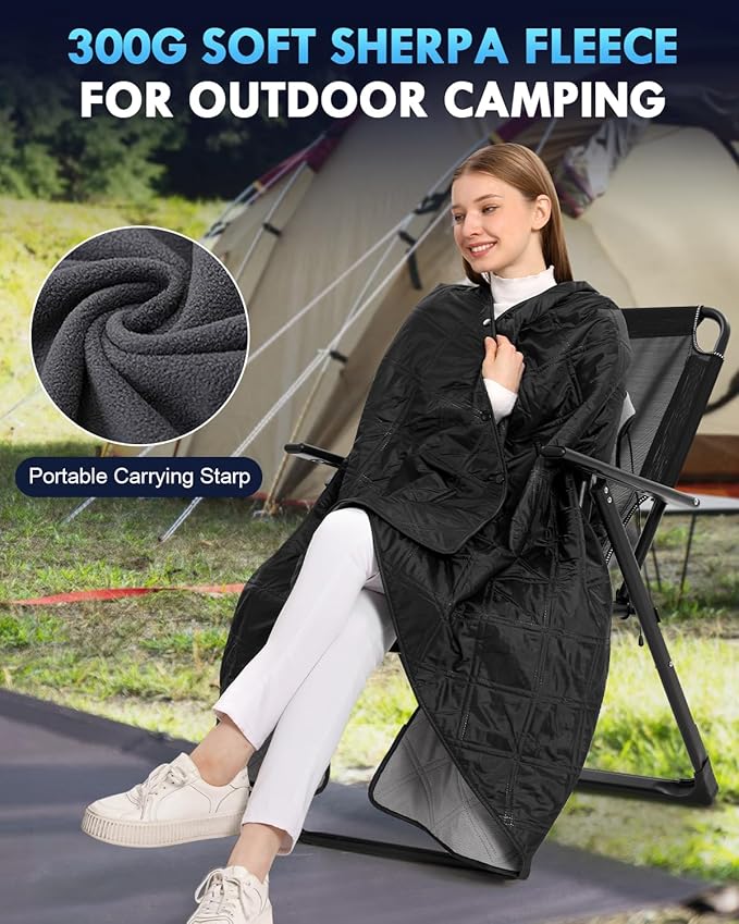 Outdoor Camping Blanket, Fleece Waterproof Stadium Blanket with Protable Bag, Lightweight Camping Blanket for 2 People, Cold Weather, Sports, Pet, Beach, Picnic, Stadium, Travel, Car, 79*54inch