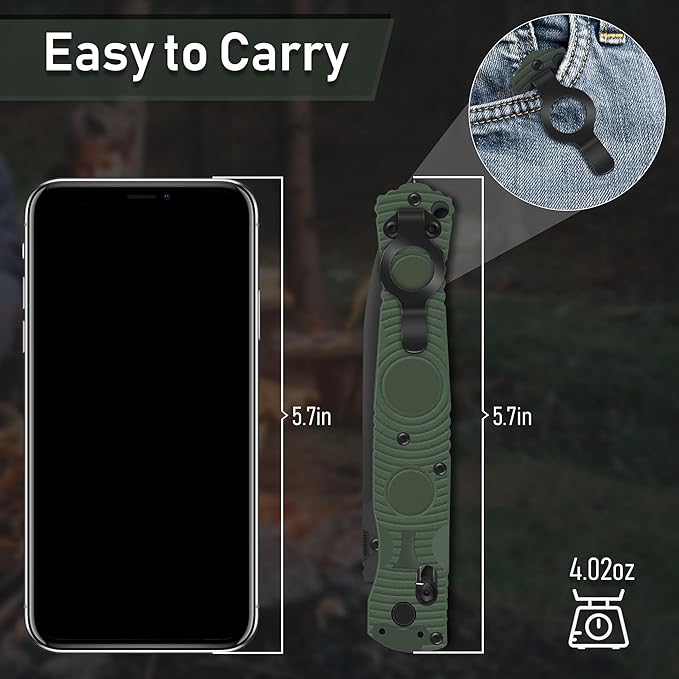 Folding Knife,Stainless Steel Pocket Knives & Folding Knives,10.2 in EDC Tactical Knife with Safety Lock+clip for Men Camping Hunting Fishing Hiking