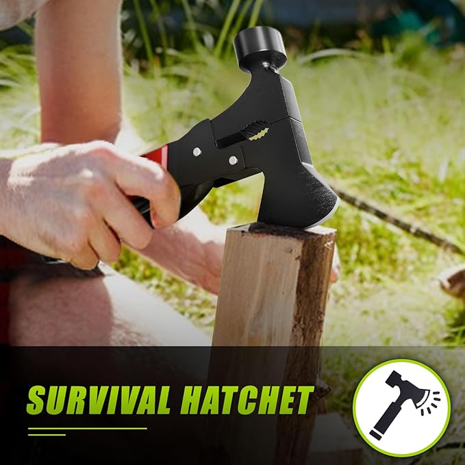 Christmas Cheer Meets Survival Smarts，Cool Gadget Gift - 15-in-1 Multi-Tool Axe Hatchet for Camping，Hiking Enthusiasts