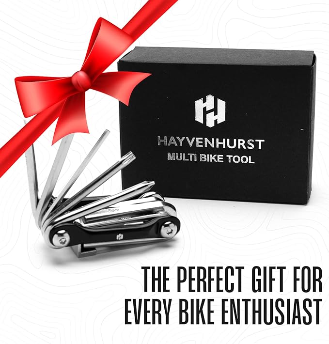 Bike Multitool - Bike Tool Kit -12 In 1 Lightweight Stainless Steel Bicycle Multi tool - Safety Locking, Survival Gear With Hex Key, Screwdriver, Chain Cutting Tool by Hayvenhurst