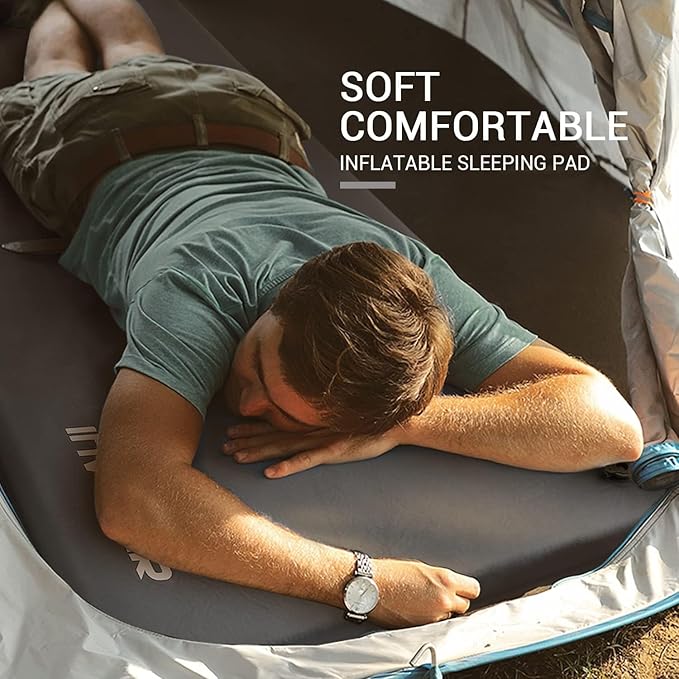 INVOKER Camping Sleeping Pad 2.76” Memory Foam Self Inflating Sleeping Pad Camping Mat with Pillow for Tent Backpacking Traveling Hiking Car Camping Air Mattress