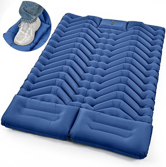 ropoda Extra Thickness 3.9'' Inflatable Sleeping Pad for 2 Person with Pillow, Built-in Foot Pump, 79''*52'' Sleeping Mat with Carry Bag, Ultralight & Compact Camping Mattress for Hiking, Camping